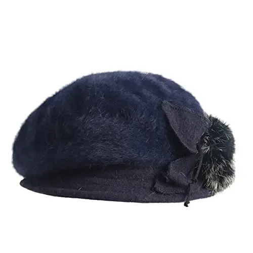 Wimdream Women Angola Wool Winter Hats - Felt Wool Beanie Beret Bucket Hats with Bill - Cabbie Newsboy Cap- Handmade - 5