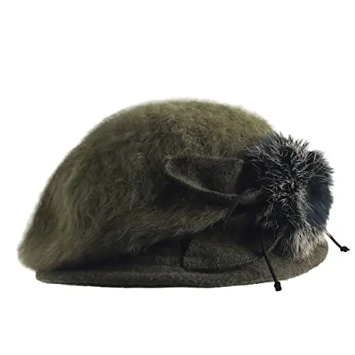 Wimdream Women Angola Wool Winter Hats - Felt Wool Beanie Beret Bucket Hats with Bill - Cabbie Newsboy Cap- Handmade - 4