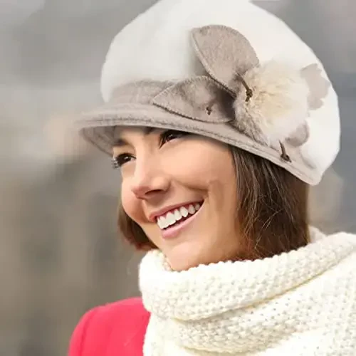 Wimdream Women Angola Jun Angli Yün Qishki Shlyapalar - Feltdan Yasalgan Beanie Bere, Kovshok Shlyapalar va Bill bilan - Kobby Nyusboy Kepka - Qo'lda tayyorlangan - 4