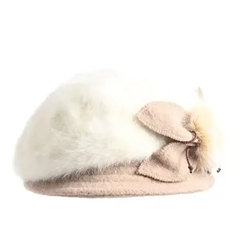 Wimdream Women Angola Jun Angli Yün Qishki Shlyapalar - Feltdan Yasalgan Beanie Bere, Kovshok Shlyapalar va Bill bilan - Kobby Nyusboy Kepka - Qo'lda tayyorlangan - 5