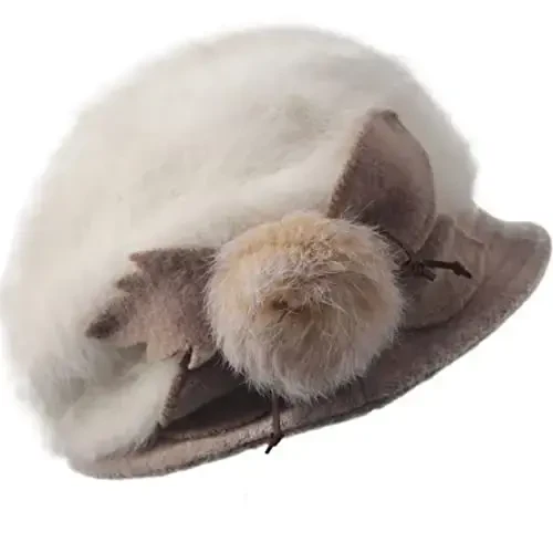 Wimdream Women Angola Wool Winter Hats - Felt Wool Beanie Beret Bucket Hats with Bill - Cabbie Newsboy Cap- Handmade - Modazone