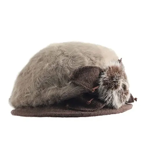 Wimdream Women Angola Wool Winter Hats - Felt Wool Beanie Beret Bucket Hats with Bill - Cabbie Newsboy Cap- Handmade - 5