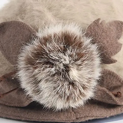 Wimdream Women Angola Wool Winter Hats - Felt Wool Beanie Beret Bucket Hats with Bill - Cabbie Newsboy Cap- Handmade - 7