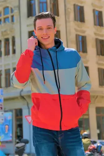 Wind and Water Resistant Waterproof Raincoat-Blue - 4