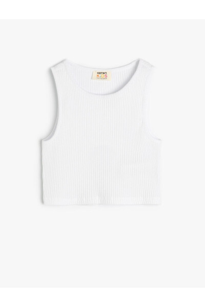 Window detail, ribbed, sleeveless, cotton crop top. - 4