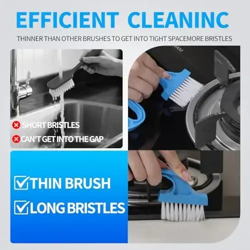 Window Groove Cleaning Brush, 13 PCS Hand-held Magic Window Track Cleaning Tools, Window or Sliding Door Track Cleaner for Sliding Door, Sill, Tile Lines, Shutter, Car Vents, Keyboard, Small Clean Kit - 5