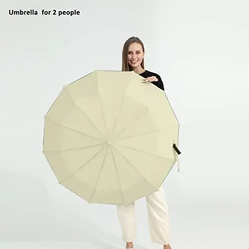 Windproof Compact Rain Umbrella for Travel 42/46 Inch Premium Fabric Auto Open Perfect for Purse and Backpack Portable Umbrella for Women and Men - 3