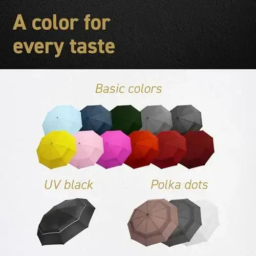 Windproof Travel Soyabonlari Yomğir Uchun - Engil, Kuchli, Ixcham va Bir Qollik Foydalanish Uchun Oson Avtomatik Ochish/Yopish Tugmasi bilan - Erkaklar va Ayollar Uchun Ikki Havalandırımlı Gümbez - 5