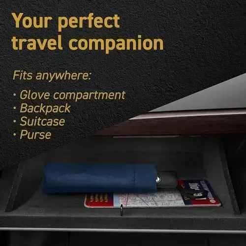 Windproof Travel Soyabonlari Yomğir Uchun - Engil, Kuchli, Ixcham va Bir Qollik Foydalanish Uchun Oson Avtomatik Ochish/Yopish Tugmasi bilan - Erkaklar va Ayollar Uchun Ikki Havalandırımlı Gümbez - 6