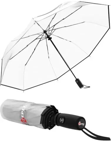 Windproof Travel Umbrella - Compact & Withstands Winds up to 100MPH, Strongest Premium Auto Folding Umbrella for Rain and Sun - Durable, Light & Portable for Women & Men, Fits Backpack & Cars - 1