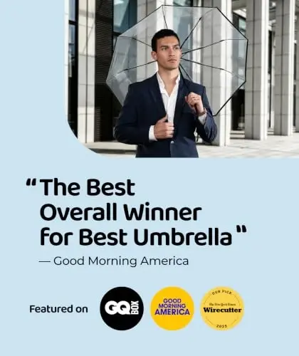Windproof Travel Umbrella - Compact & Withstands Winds up to 100MPH, Strongest Premium Auto Folding Umbrella for Rain and Sun - Durable, Light & Portable for Women & Men, Fits Backpack & Cars - 4