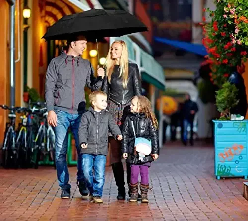 Windproof Travel Umbrellas for Rain - Lightweight, Strong, Compact with & Easy Auto Open/Close Button for Single Hand Use - Double Vented Canopy for Men & Women - 5