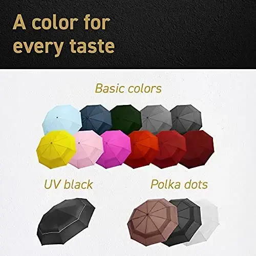 Windproof Travel Umbrellas for Rain - Lightweight, Strong, Compact with & Easy Auto Open/Close Button for Single Hand Use - Double Vented Canopy for Men & Women - 5