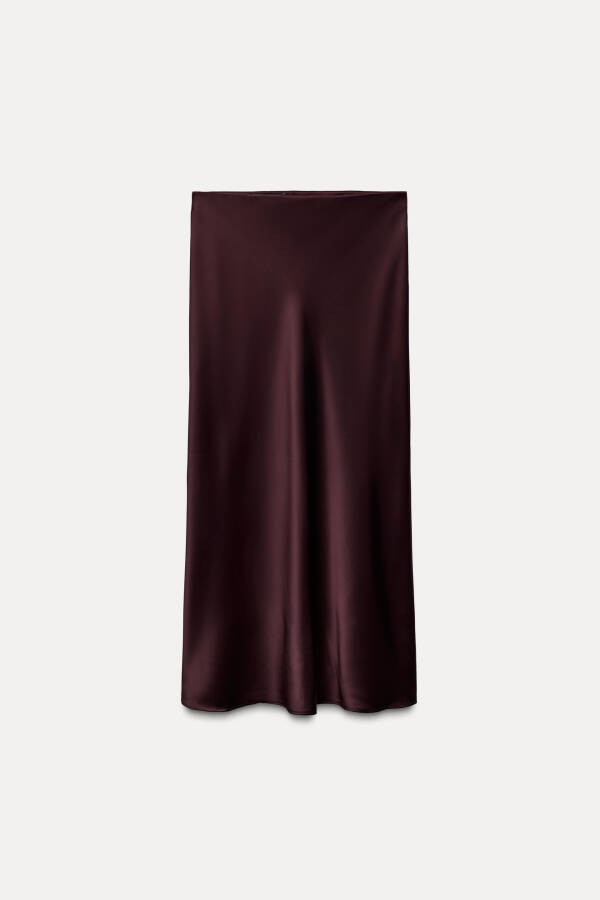 Wine-colored satin midi skirt - 10