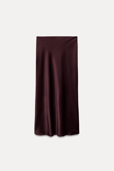 Wine-colored satin midi skirt - 11