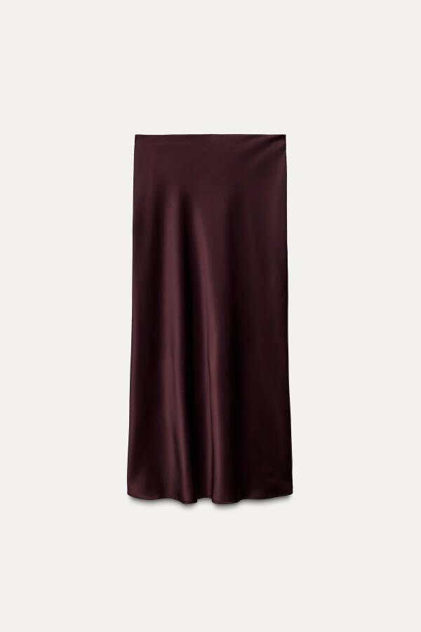 Wine-colored satin midi skirt - 11