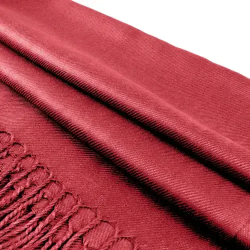 Wine Red Solid Scarfs for Women Fashion Warm Neck Womens Winter Scarves PasModazoneina Silk Scarf Wrap with Fringes for Ladies by Oussum - 4
