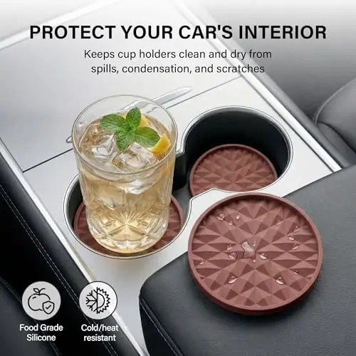 Wingcases Silicone Car Coasters Set of 4, 2.75
