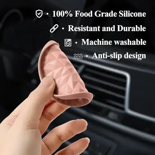 Wingcases Car Coasters Silicone [4 Pack] 2.75in Universal Mats Non-Slip, Embedded Car Interior Accessories, Car Cup Holders Insert Coasters Decor, Nude Pink - 5