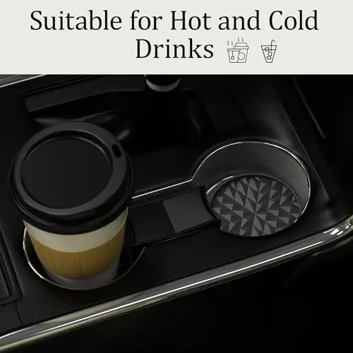 Wingcases Car Coasters Silicone [4 Pack] 2.75in Universal Mats Non-Slip, Embedded Car Interior Accessories, Car Cup Holders Insert Coasters Decor，Black - 2