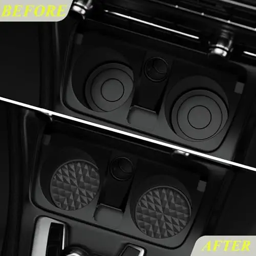 Wingcases Car Coasters Silicone [4 Pack] 2.75in Universal Mats Non-Slip, Embedded Car Interior Accessories, Car Cup Holders Insert Coasters Decor，Black - 3