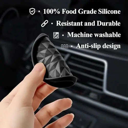 Wingcases Car Coasters Silicone [4 Pack] 2.75in Universal Mats Non-Slip, Embedded Car Interior Accessories, Car Cup Holders Insert Coasters Decor，Black - 5