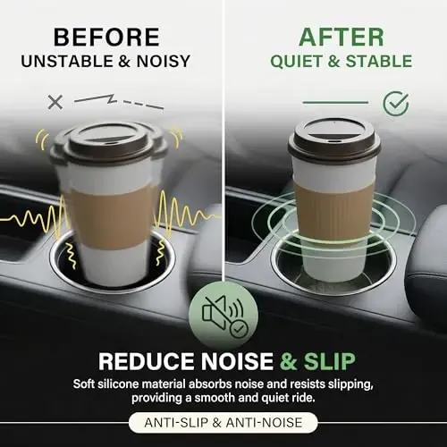 Wingcases Car Coasters 3.15in[4 Pack] Car Accessories Fit for SUV and Trucks Silicone Mats Non-Slip, Car Cup Holders Insert Coasters, Car Interior Accessories, Decor, Gift Olive Green - 4