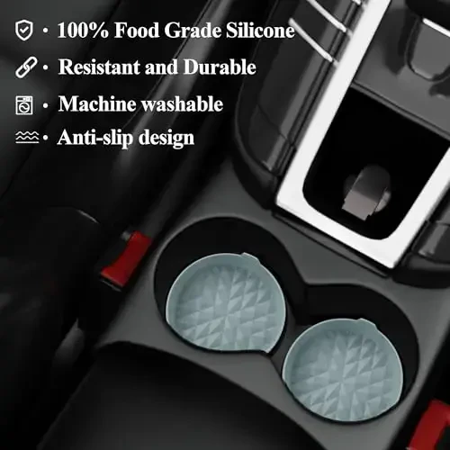 Wingcases Автомобильные подстаканники 3.15 дюйма [4 шт.] Автомобильные аксессуары для внедорожников и грузовиков Силиконовые коврики Нескользящие, Вставки для подстаканников, Аксессуары для интерьера автомобиля, Декор, Подарок Светло-голубой - 5