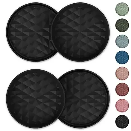 Wingcases Car Coasters 3.15in[4 Pack] Car Accessories Fit for SUV and Trucks Silicone Mats Non-Slip, Car Cup Holders Insert Coasters, Car Interior Accessories, Decor, Gift Black - 5