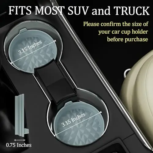 Wingcases Car Coasters 3.15in[4 Pack] Car Accessories Fit for SUV and Trucks Silicone Mats Non-Slip, Car Cup Holders Insert Coasters, Car Interior Accessories, Decor, Gift Light Blue - 2