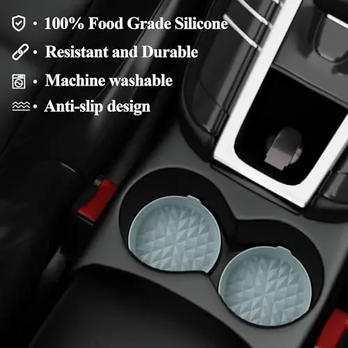 Wingcases Car Coasters 3.15in[4 Pack] Car Accessories Fit for SUV and Trucks Silicone Mats Non-Slip, Car Cup Holders Insert Coasters, Car Interior Accessories, Decor, Gift Light Blue - 5
