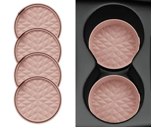 Wingcases Car Coasters 3.15in[4 Pack] Car Accessories Fit for SUV and Trucks Silicone Mats Non-Slip, Car Cup Holders Insert Coasters, Car Interior Accessories, Decor, Gift Nude Pink - MODAZONE