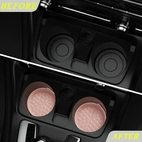 Wingcases Car Coasters 3.15in[4 Pack] Car Accessories Fit for SUV and Trucks Silicone Mats Non-Slip, Car Cup Holders Insert Coasters, Car Interior Accessories, Decor, Gift Nude Pink - 4