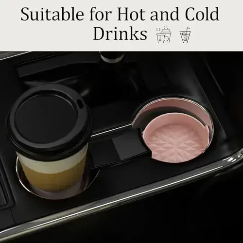 Wingcases Car Coasters 3.15in[4 Pack] Car Accessories Fit for SUV and Trucks Silicone Mats Non-Slip, Car Cup Holders Insert Coasters, Car Interior Accessories, Decor, Gift Nude Pink - 3
