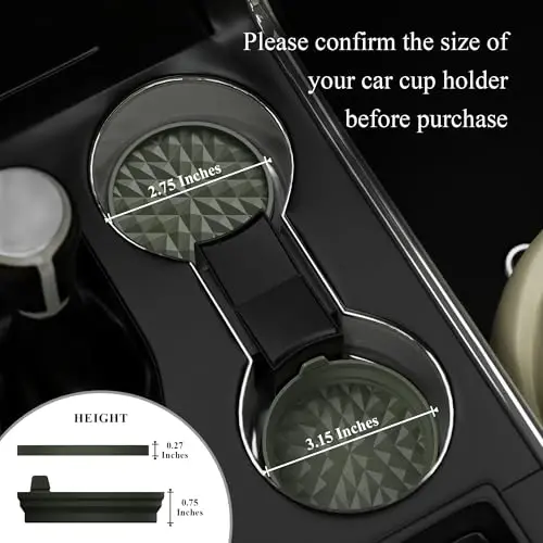 Wingcases Car Coasters 3.15in[4 Pack] Car Accessories Fit for SUV and Trucks Silicone Mats Non-Slip, Car Cup Holders Insert Coasters, Car Interior Accessories, Decor, Gift Olive Green - MODAZONE