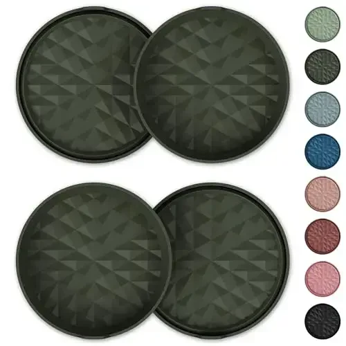 Wingcases Car Coasters 3.15in[4 Pack] Car Accessories Fit for SUV and Trucks Silicone Mats Non-Slip, Car Cup Holders Insert Coasters, Car Interior Accessories, Decor, Gift Olive Green - 5