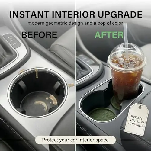 Wingcases Car Coasters for Cup Holders [4 Pack] 3.15in Non-Slip Silicone Mats, Olive Green - 5