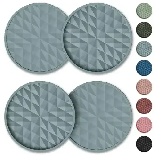 Wingcases Car Coasters Silicone [4 Pack] 2.75in Universal Mats Non-Slip, Embedded Car Interior Accessories, Car Cup Holders Insert Coasters Decor, Light Blue - 6