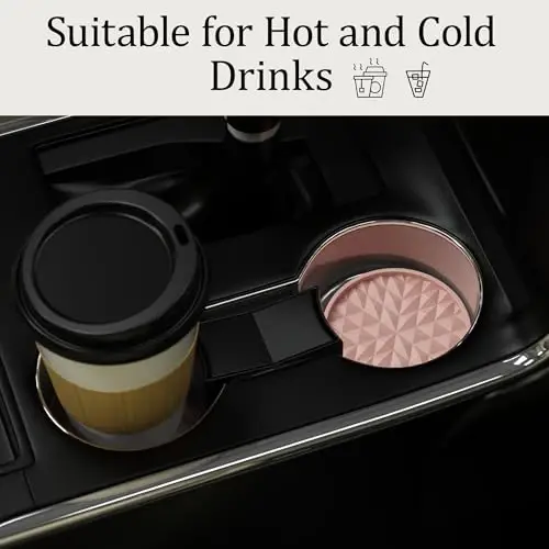 Wingcases Car Coasters Silicone [4 Pack] 2.75in Universal Mats Non-Slip, Embedded Car Interior Accessories, Car Cup Holders Insert Coasters Decor, Nude Pink - 2