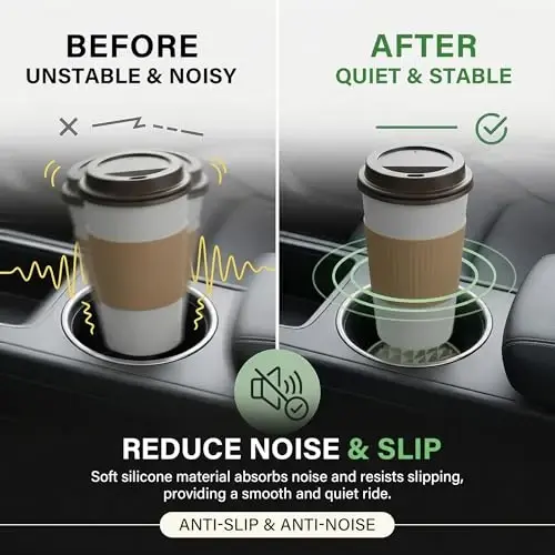Wingcases Car Coasters Silicone [4 Pack] 2.75in Universal Mats Non-Slip, Embedded Car Interior Accessories, Car Cup Holders Insert Coasters Decor, Olive Green - 4