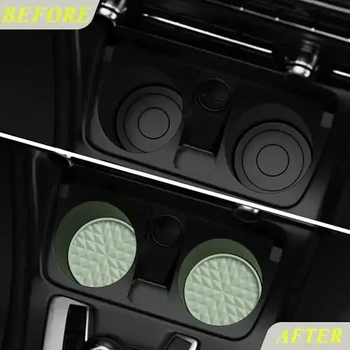 Wingcases Car Coasters Silicone [4 Pack] 2.75in Universal Mats Non-Slip, Embedded Car Interior Accessories, Car Cup Holders Insert Coasters Decor, Sage Green - 3