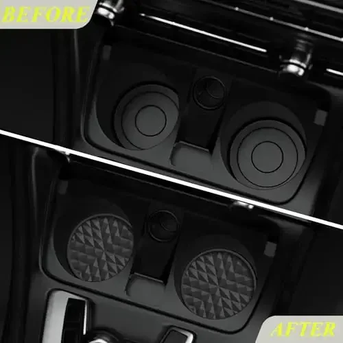 Wingcases Car Coasters Silicone [4 Pack] 2.75in Universal Mats Non-Slip, Embedded Car Interior Accessories, Car Cup Holders Insert Coasters Decor，Black - 3