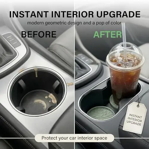 Wingcases Car Coasters Silicone [4 Pack] 2.75in Universal Mats Non-Slip, Embedded Car Interior Accessories, Car Cup Holders Insert Coasters Decor，Sage Green - 4