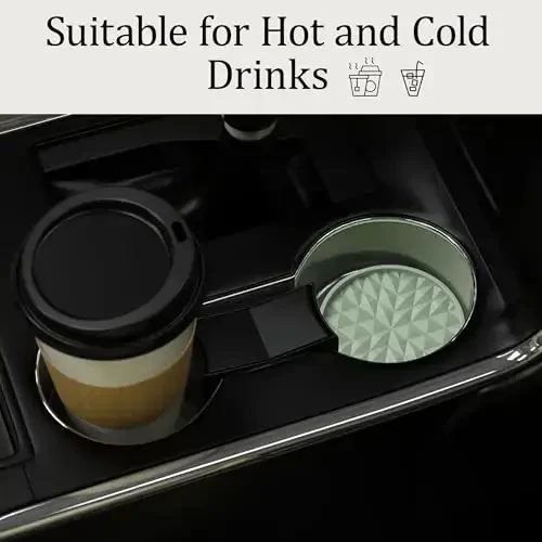 Wingcases Car Coasters Silicone [4 Pack] 2.75in Universal Mats Non-Slip, Embedded Car Interior Accessories, Car Cup Holders Insert Coasters Decor，Sage Green - 2