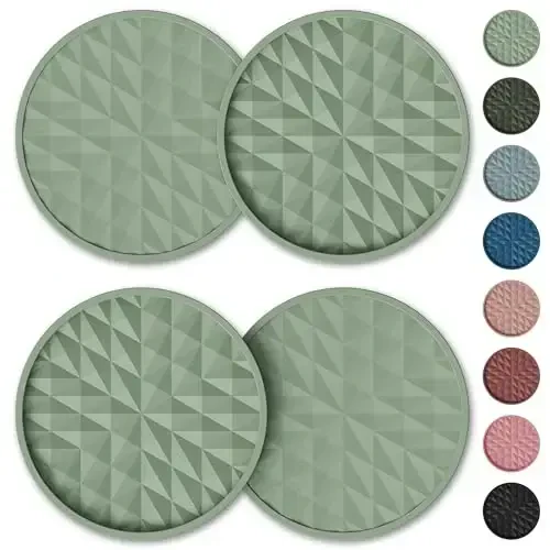 Wingcases Car Coasters Silicone [4 Pack] 2.75in Universal Mats Non-Slip, Embedded Car Interior Accessories, Car Cup Holders Insert Coasters Decor，Sage Green - 6