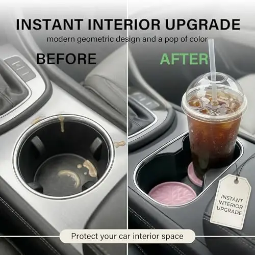 Wingcases Car Coasters Silicone[4 Pack] 2.75in Universal Mats Non-Slip, Embedded Interior Car Accessories, Car Cup Holders Insert Coasters Decor，Soft Pink - 5