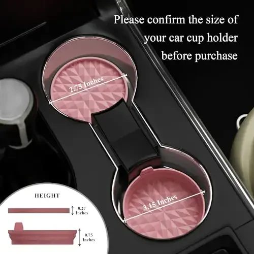 Wingcases Car Coasters Silicone[4 Pack] 2.75in Universal Mats Non-Slip, Embedded Interior Car Accessories, Car Cup Holders Insert Coasters Decor，Soft Pink - 1