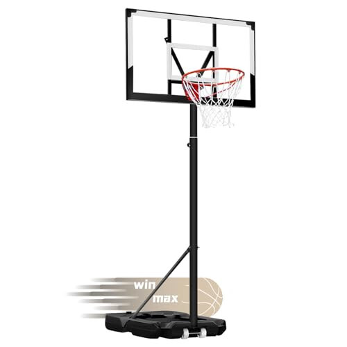 WIN.MAX Basketball Hoop Outdoor 3.8-10ft Adjustable Height, 44inch Backboard, Swimming Pool Basketball Hoop & Goal for Kids/Adults Indoor - 1