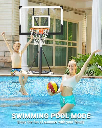 WIN.MAX Basketball Hoop Outdoor 3.8-10ft Adjustable Height, 44inch Backboard, Swimming Pool Basketball Hoop & Goal for Kids/Adults Indoor - 6