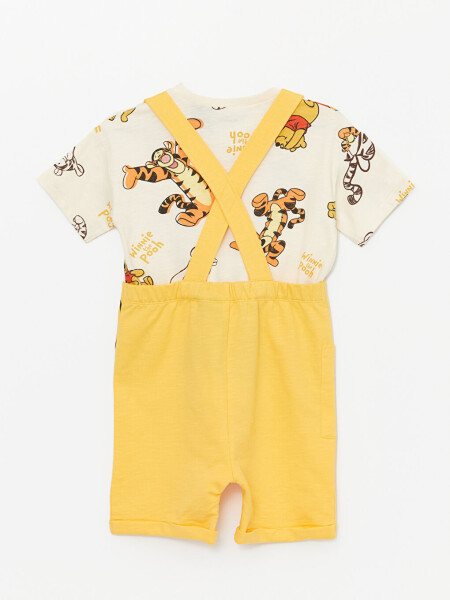 Winnie the Pooh Printed Baby Boy T-Shirt and Dungaree Set with Bike Neck Short Sleeves - 11